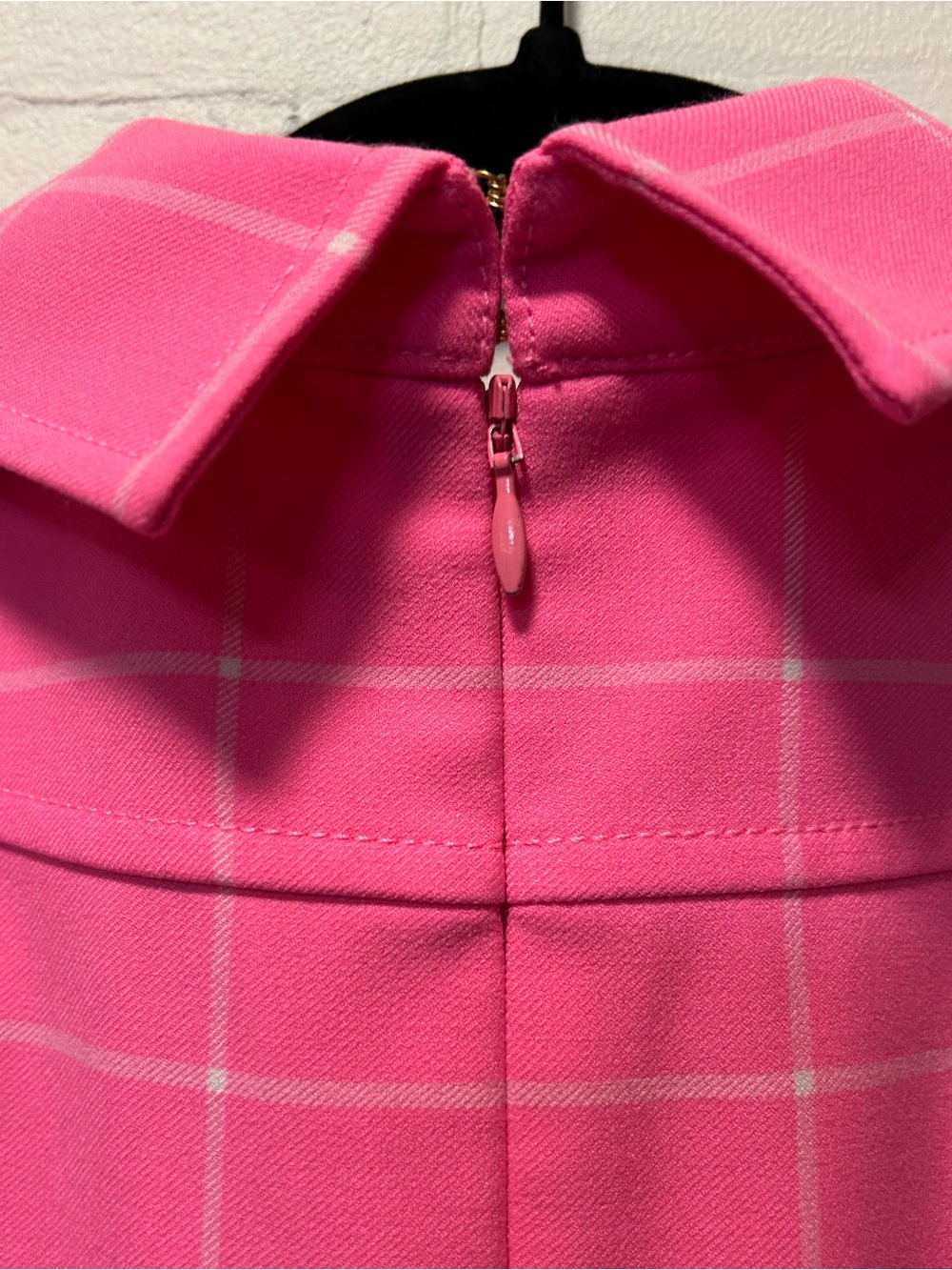 Trina Turk Pink Windowpane Ruffle Front Sleeveless Dress Size 12 - Picture 6 of 7
